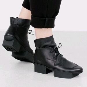 Trippen Shoes Size US 7 Black Leather Deck F Platform Avantgarde Germany